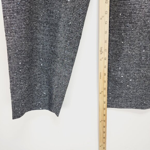 LOFT Womens Size 12 Black Sequin-Embellished Cropped Pants With Tie Waist - Picture 7 of 10